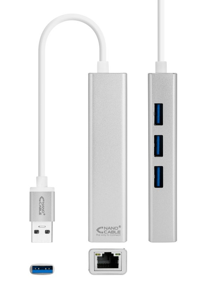 Nanocable Conversor USB 3.0 Ethernet + 3xUSB 3.0 1