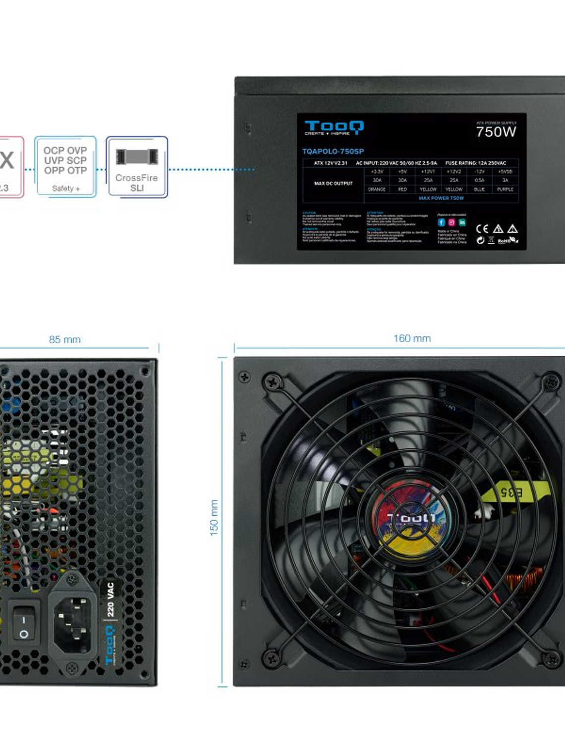 Tooq Fuente Alimentación TQAPOLO-750SP 750W 4