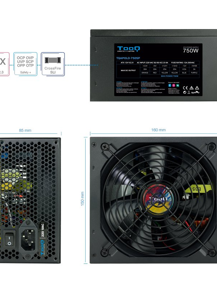 Tooq Fuente Alimentación TQAPOLO-750SP 750W 4