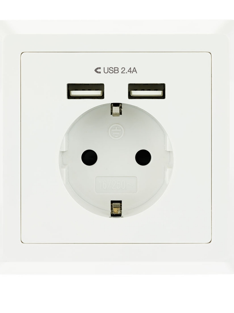 Nanocable Base de enchufe pared schuko+2USB 2.4A 2