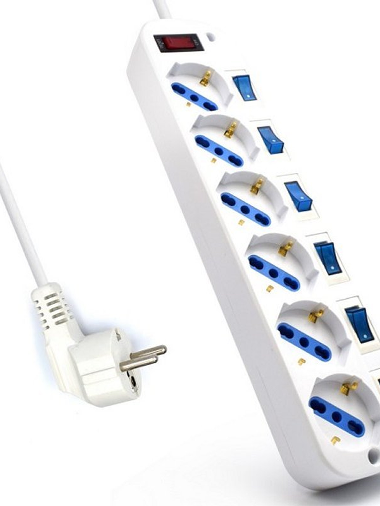 EWENT EW3932-5m Regleta 6 Tomas / 6 interruptor 5m 2