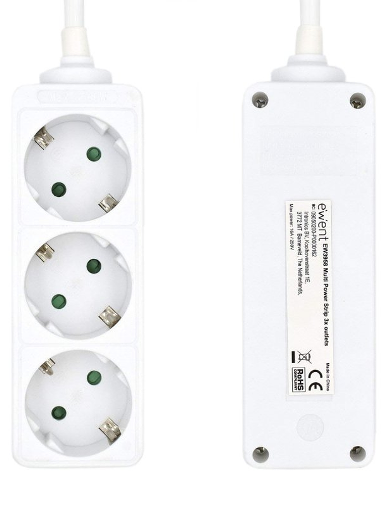 Ewent Ew3958 Regleta 3 tomas Blanco 4