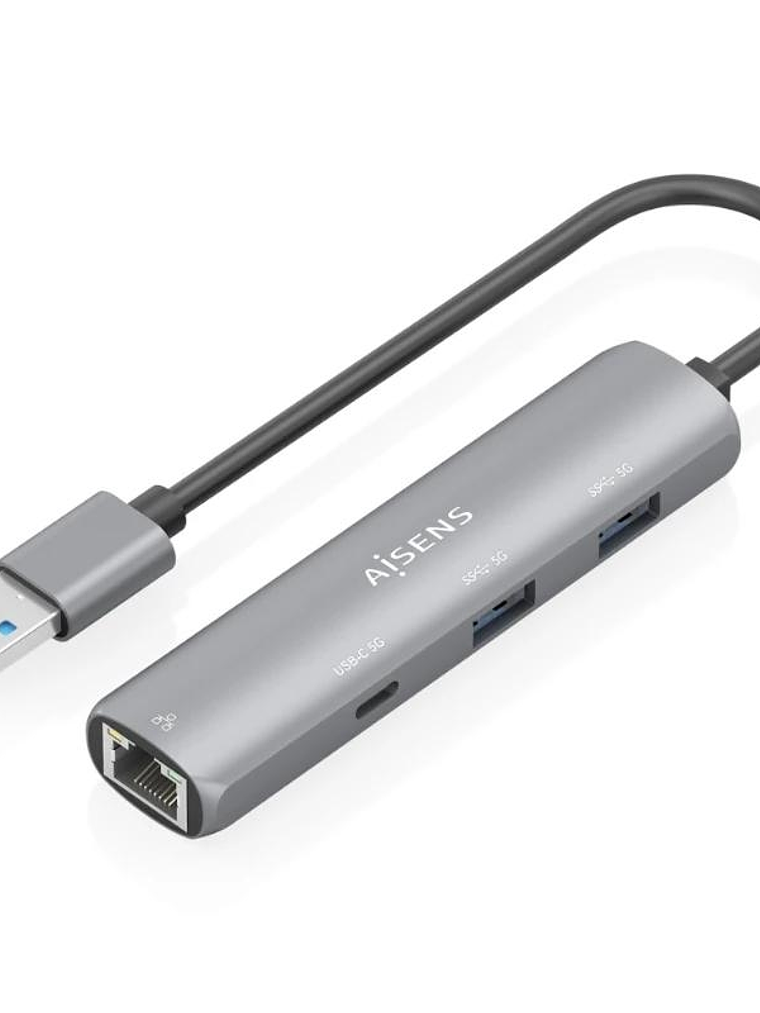 Aisens USB-A 3.0 Dock a RJ45 Hub 1xUSB-C 2xUSB-A 1