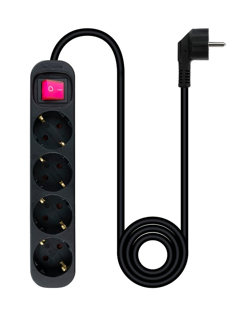 Nanocable Regleta 4 tomas con interruptor Negro 1