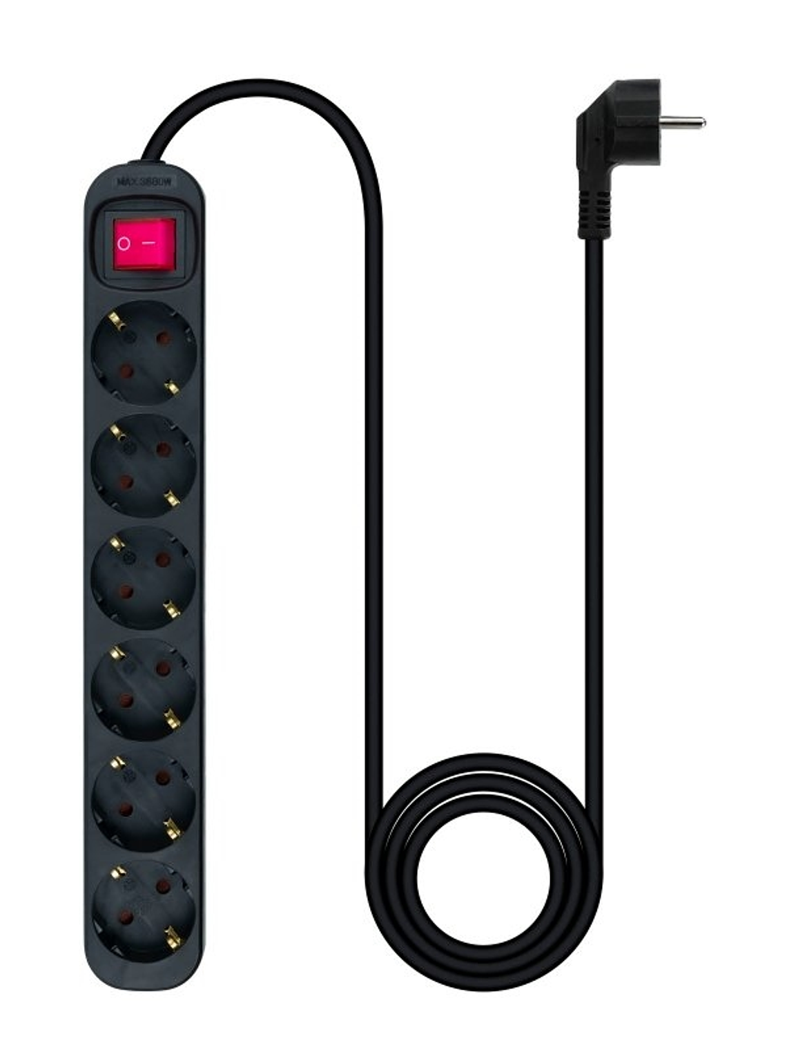 Nanocable Regleta 6 tomas con interruptor Negro 1