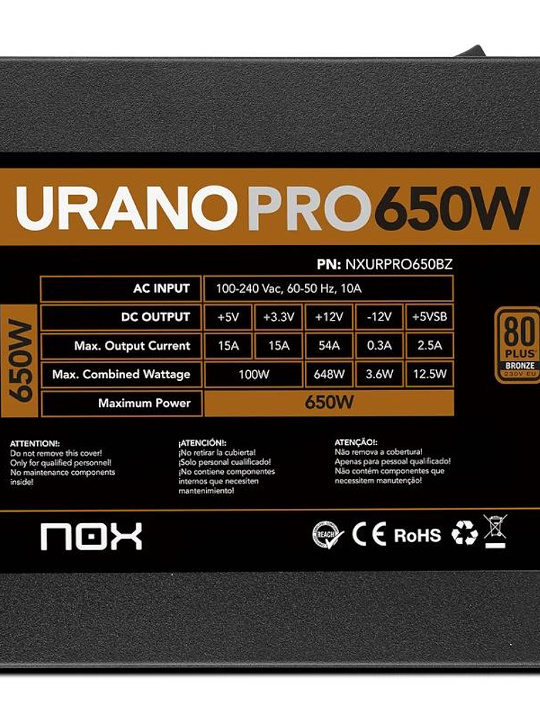 NOX  Fuente ATX Urano PRO 650W Bronze 4