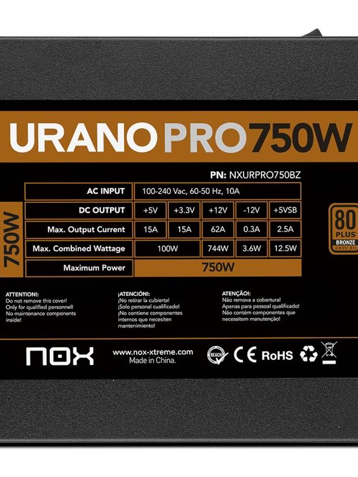 NOX Fuente ATX Urano PRO 750W Bronze 4