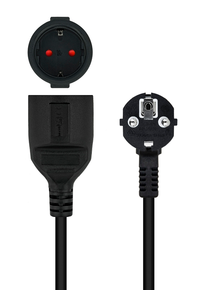 Nanocable Cable Alim. Alargador schuko negro 3 M 3