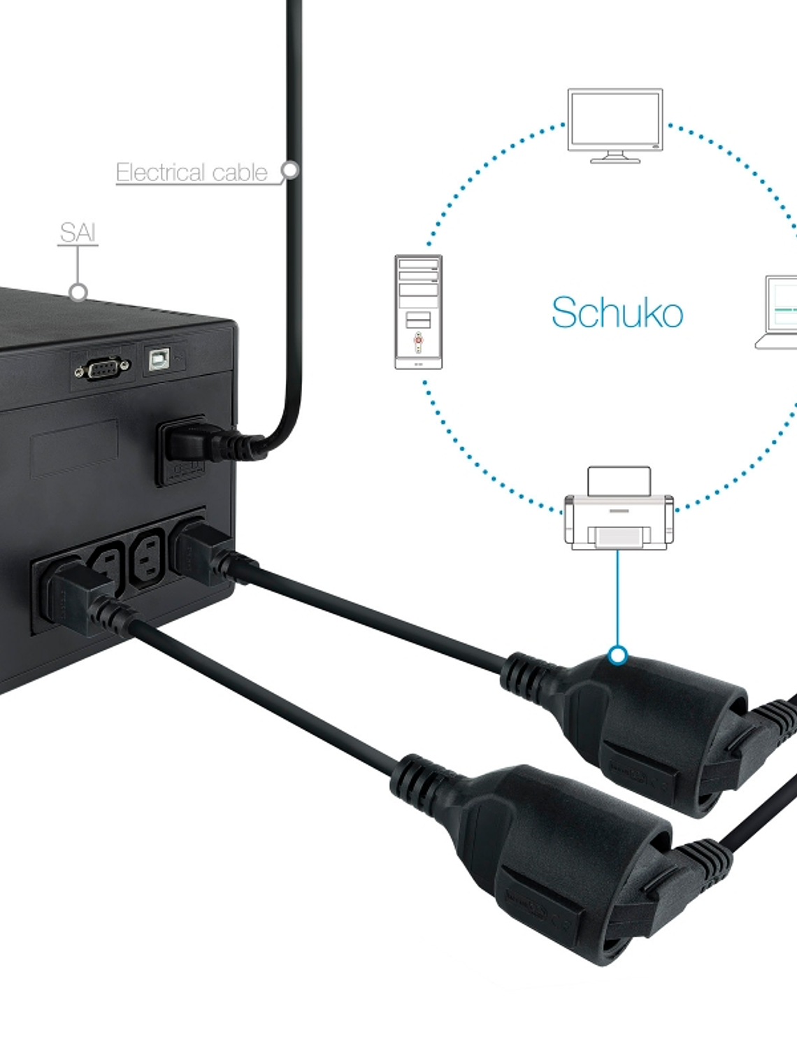 Nanocable Cable Adaptador C14/M a CEE7/H, 25cm 2