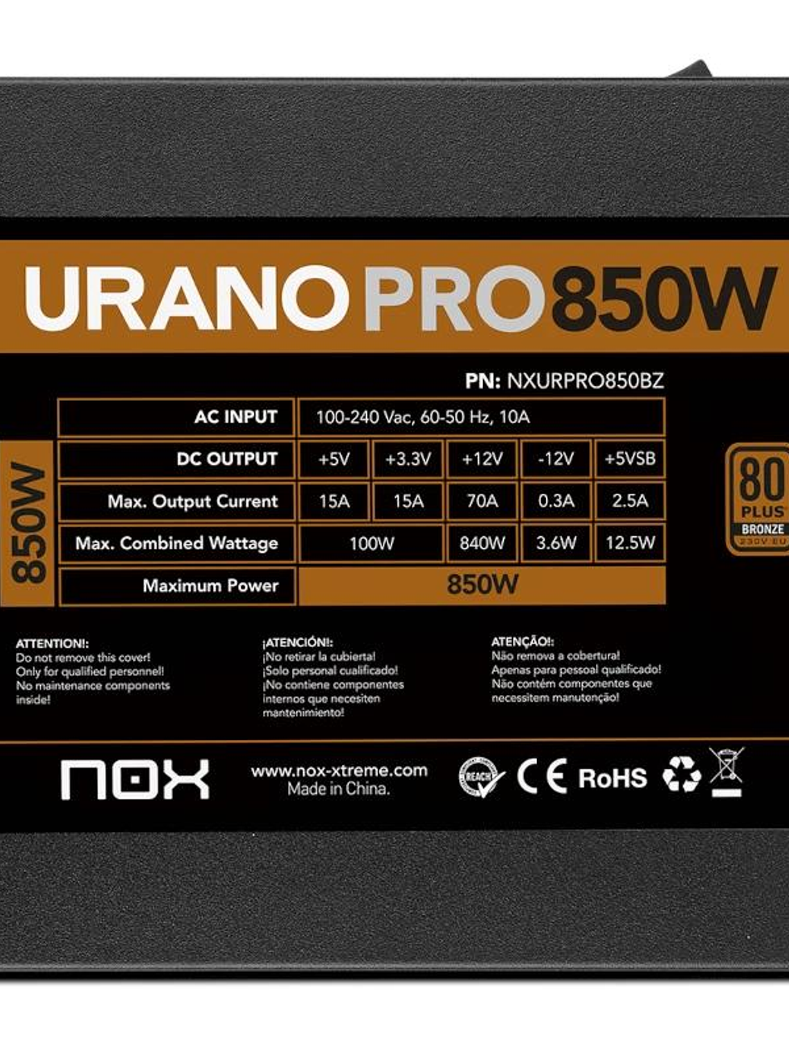 NOX Fuente ATX Urano PRO 850W Bronze 4