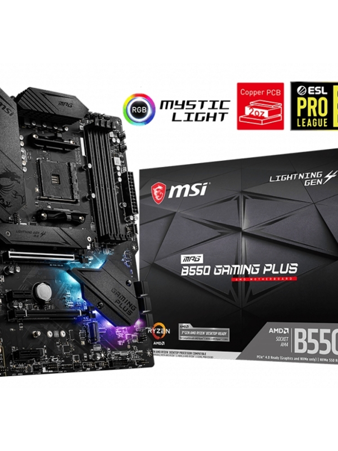MSI Placa Base MPG B550 GAMING PLUS DDR4 ATX AM4 1