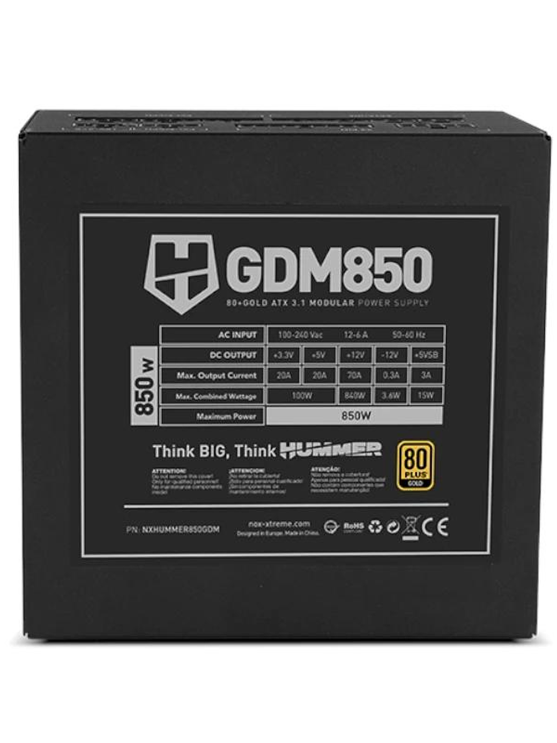 NOX HUMMER GDM850W Fuente modular ATX3.1 80+GOLD 4