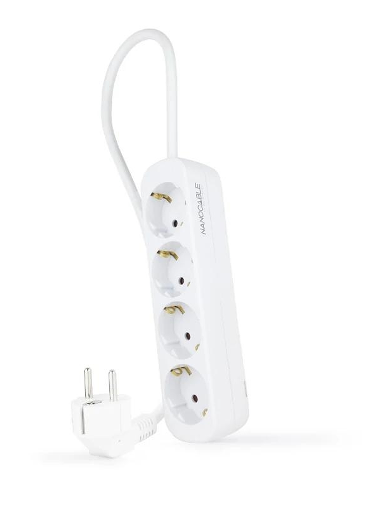 Nanocable Regleta de Enchufes 4 Tomas 1.4 m Blanco 1