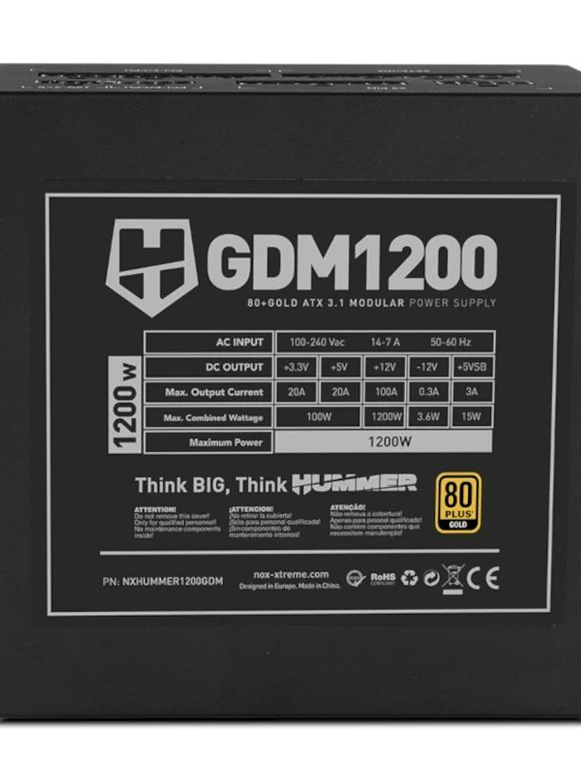NOX HUMMER GDM1200W Fuente modular ATX3.1 80+GOLD 4
