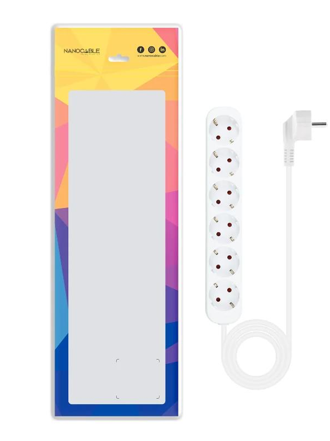 Nanocable Regleta de Enchufes 6 Tomas 1.4 m Blanco 2