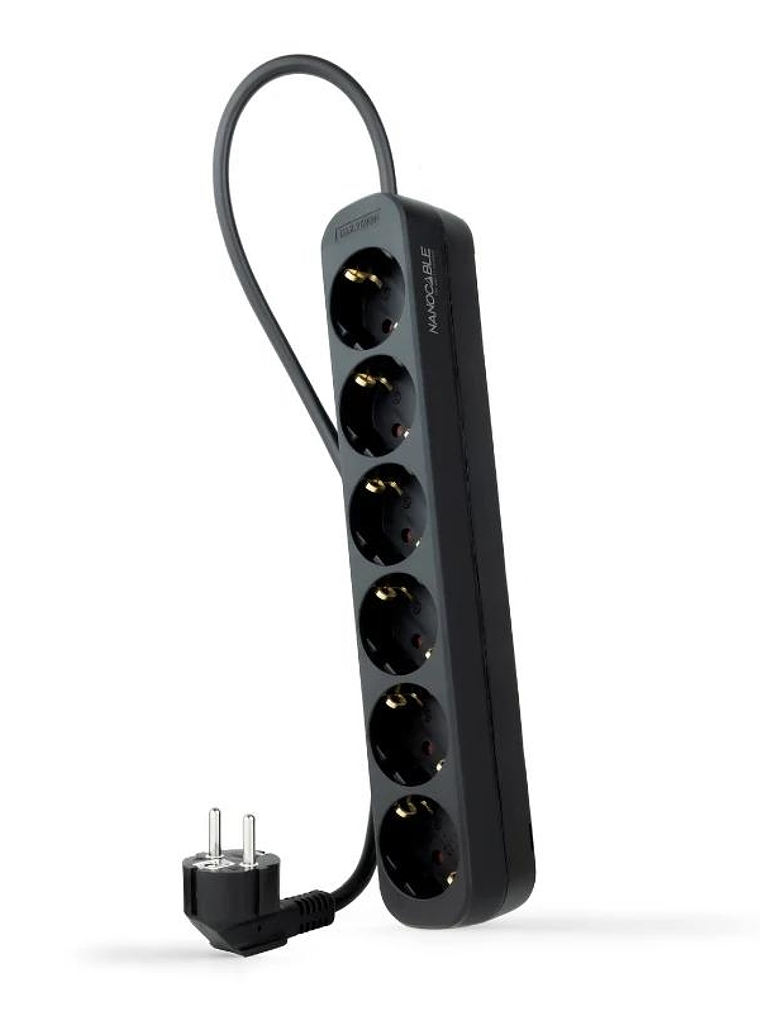 Nanocable Regleta de Enchufes 6 Tomas 1.4 m Negro 1