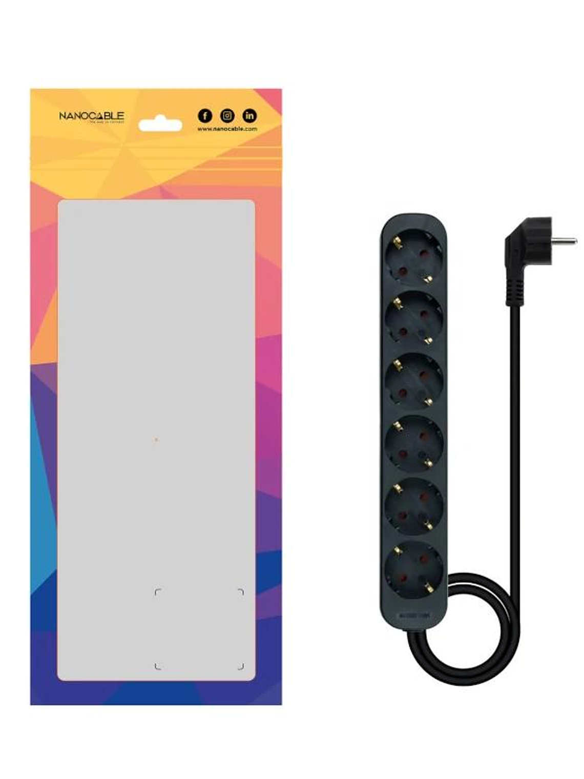 Nanocable Regleta de Enchufes 6 Tomas 1.4 m Negro 2