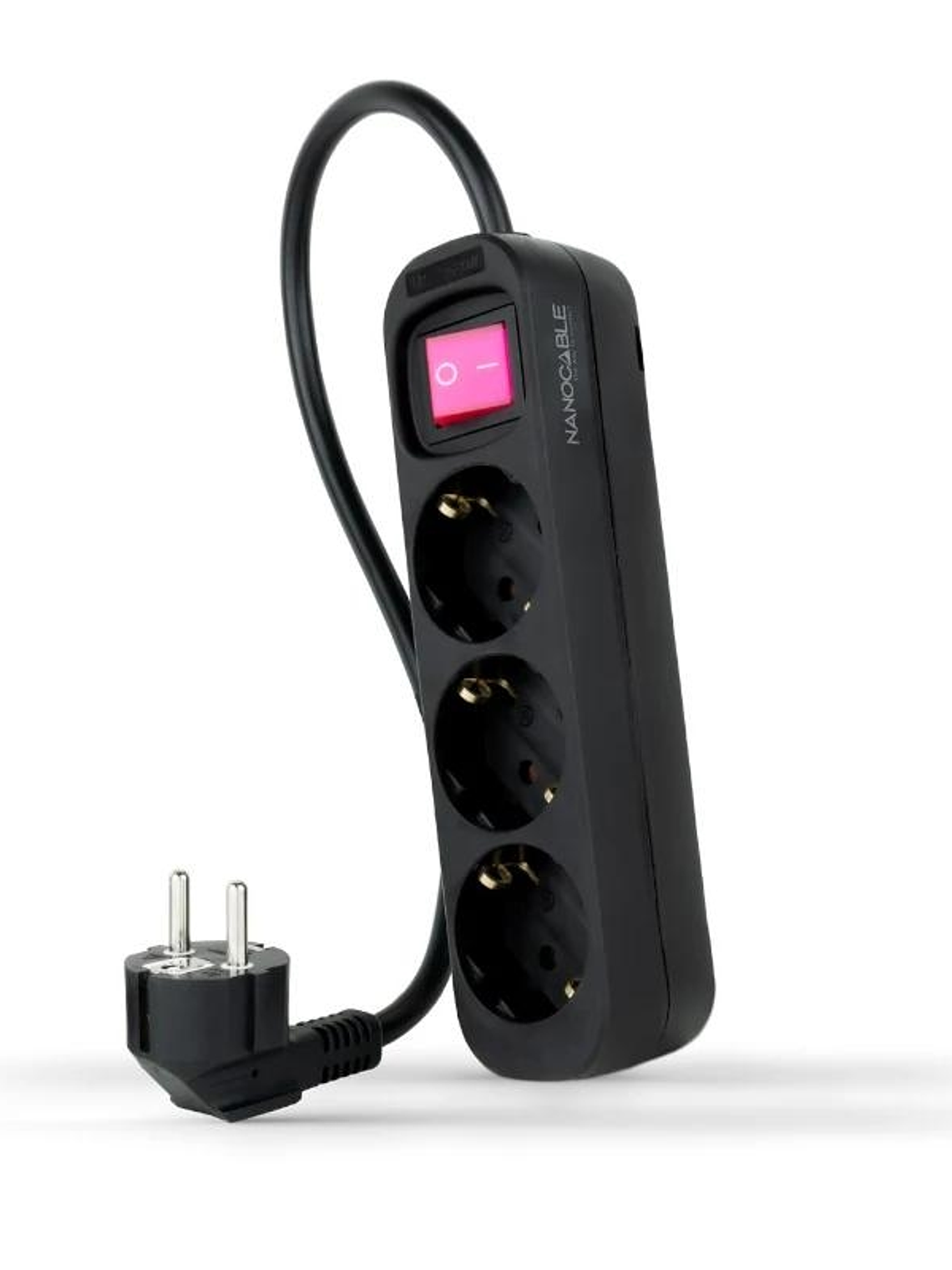 Nanocable Regleta 3 Tomas Interruptor Negro 1