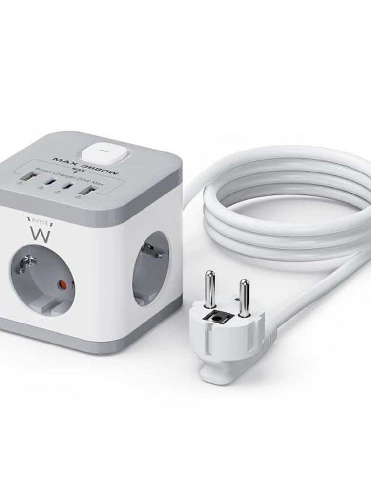 Ewent EW3863 Regleta 3 Tomas SHUCKO+2USB-A+2USB-C 1