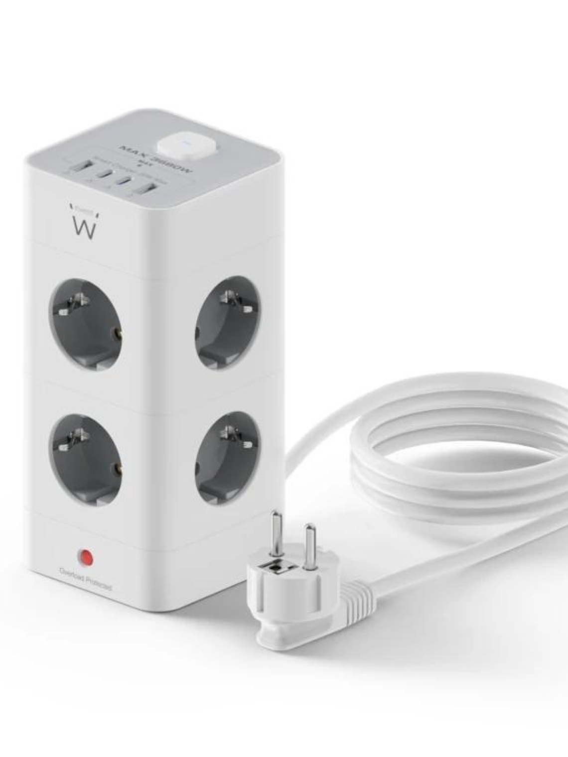 Ewent EW3864 Regleta 8 Tomas SHUCKO +2USB-A+2USB-C 1