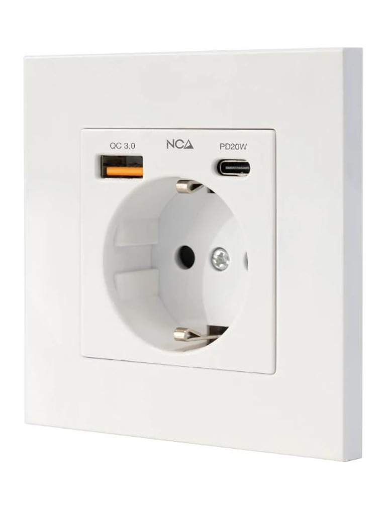 Nanocable Base Pared toma SCHUKO 2USB-C PD20W 1