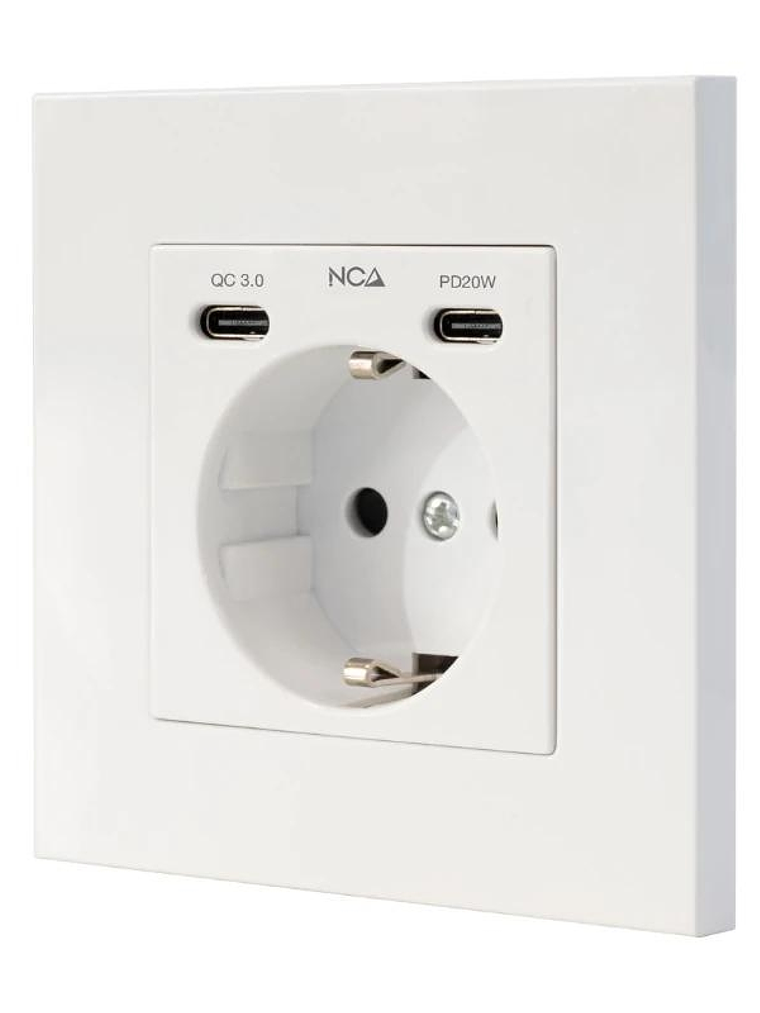 Nanocable Base Pared toma SCHUKO 2USB Max .2.4A 1