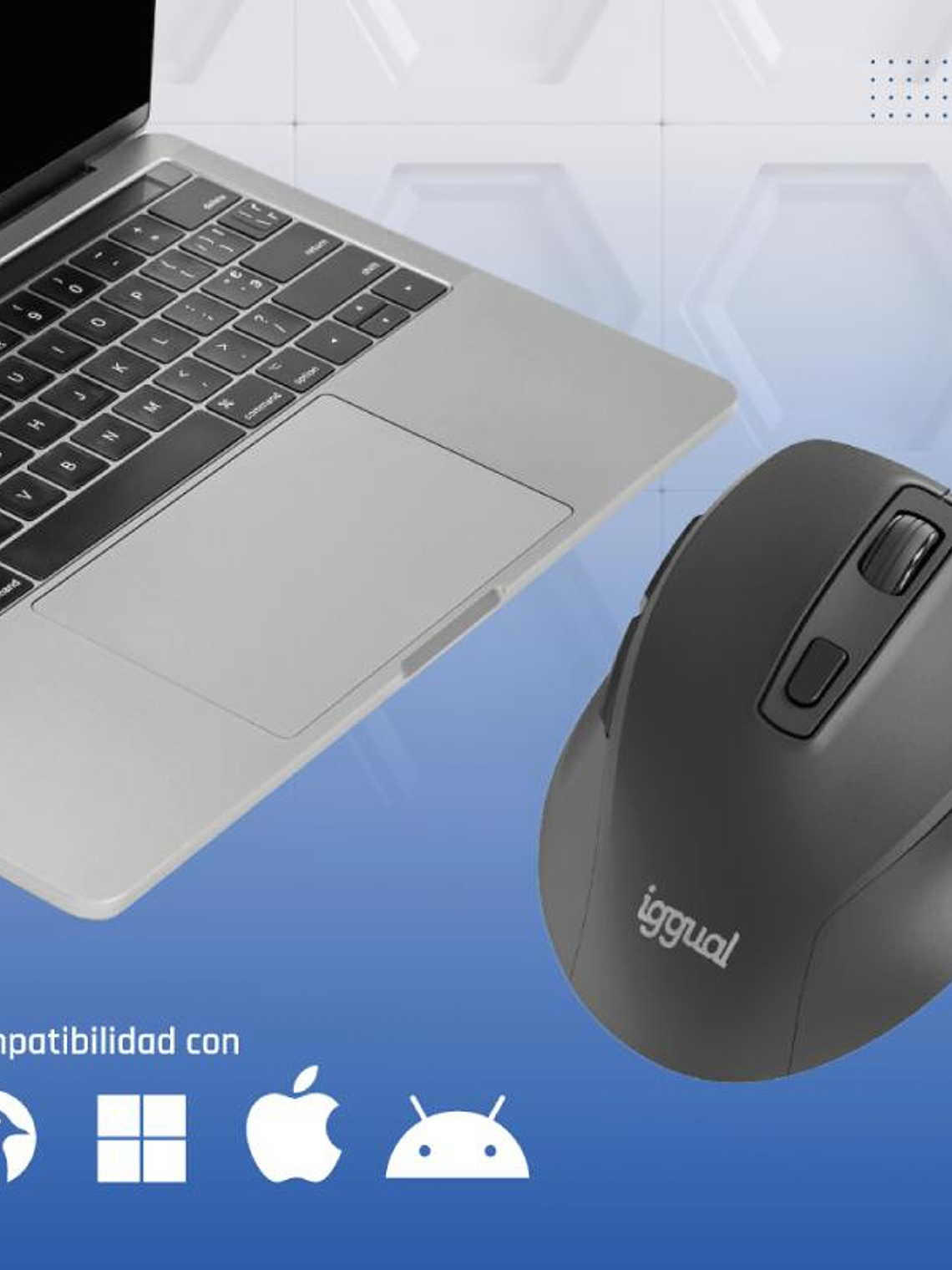 iggual Ratón inalámbrico ERGO-SILENT-6D 1600DPI 3