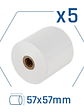 iggual Pack 5 rollos papel térmico sin BPA 57X57mm - Miniatura 1
