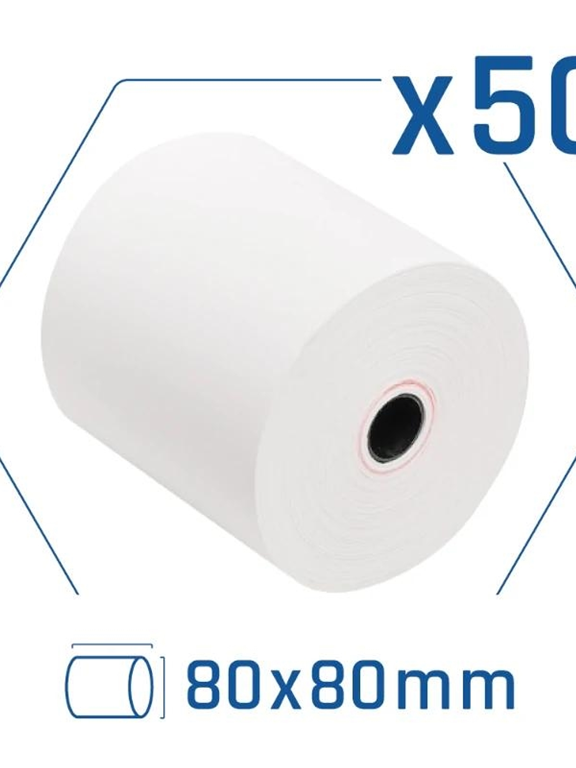 Pack 50 rollos papel térmico sin BPA 80X80mm 1