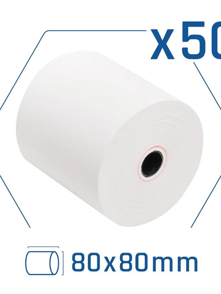 Pack 50 rollos papel térmico sin BPA 80X80mm 1