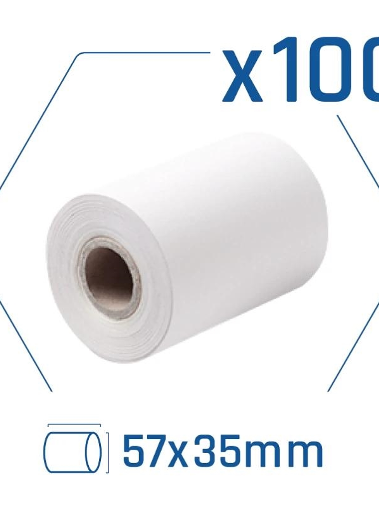 Pack 100 rollos papel térmico datáfono 57x35 mm 1