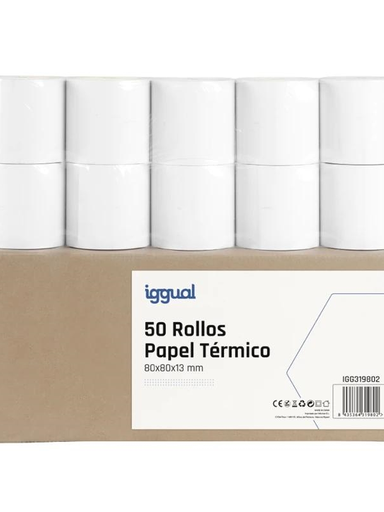 iggual Caja 50 rollos papel térmico sin BPA 80x80 1