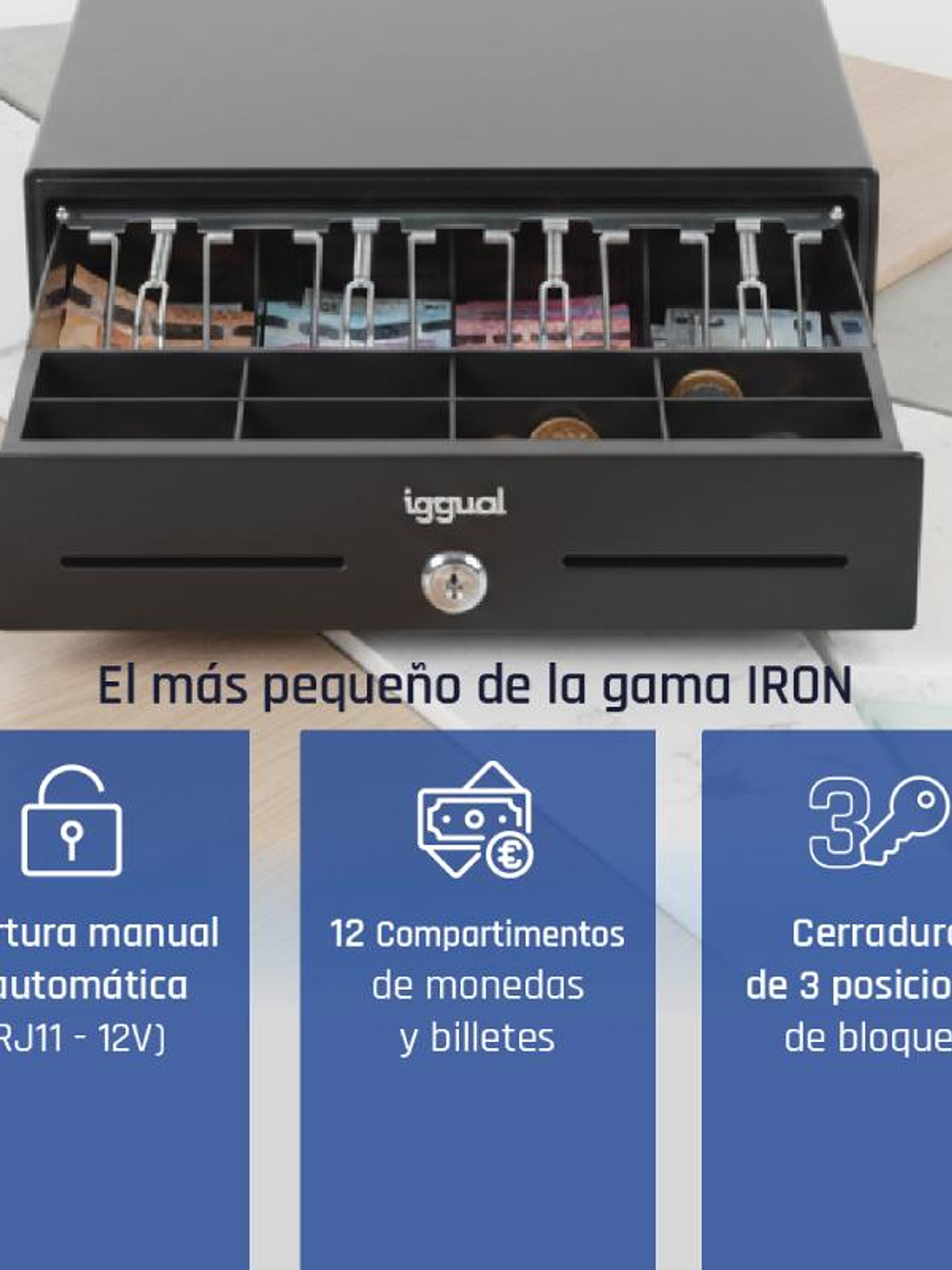 iggual Cajón Portamonedas IRON-XS 33cm 4+8 negro 3