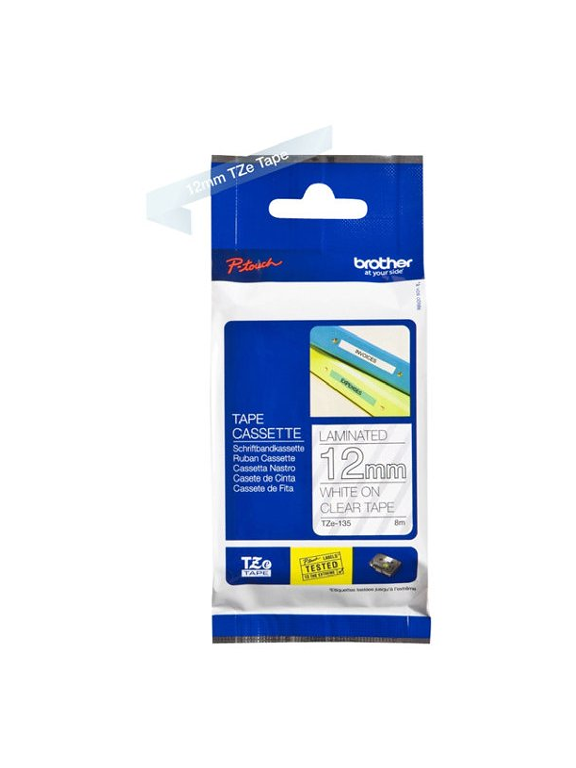 Brother Cinta Laminada Blanco/Transparente 12 mm 2