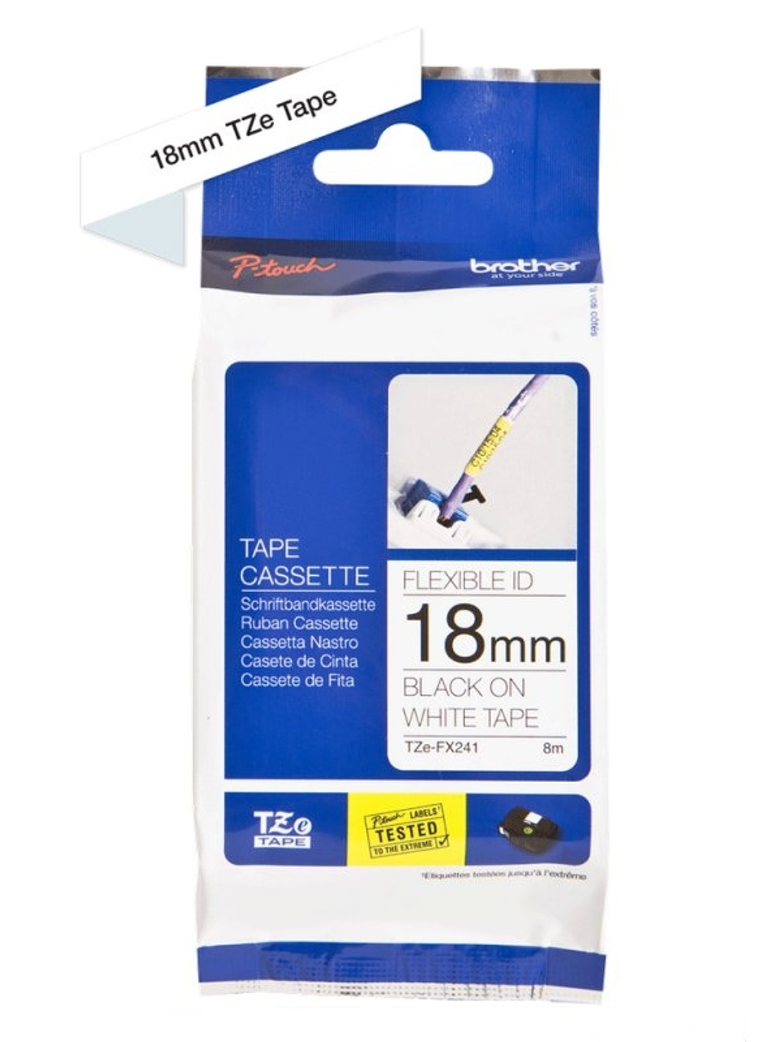 Brother Cinta TzeFX241 Texto Negro/Blanco 18mm 1