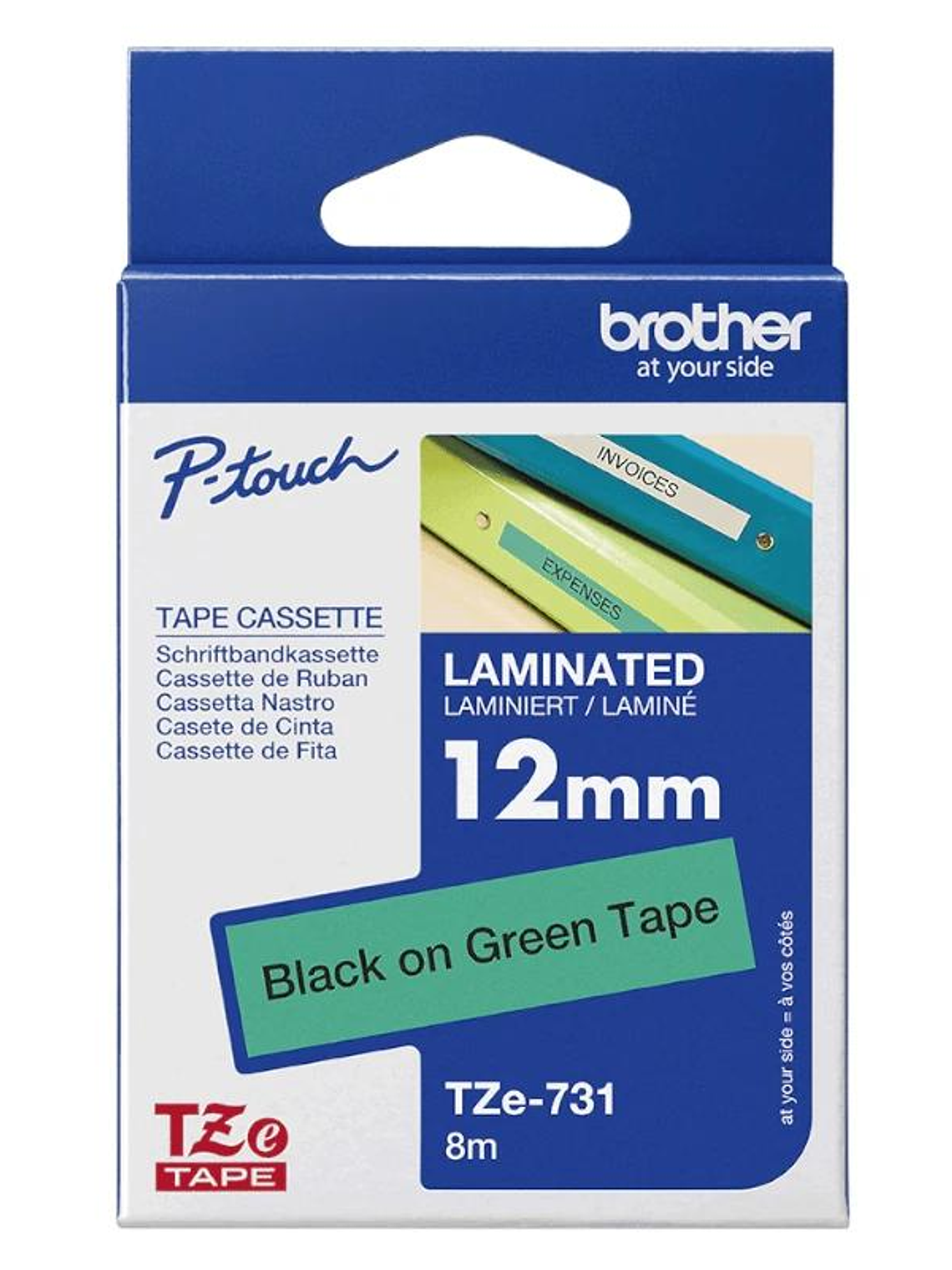Brother Cinta Laminada Negro/Verde 12 mm 2
