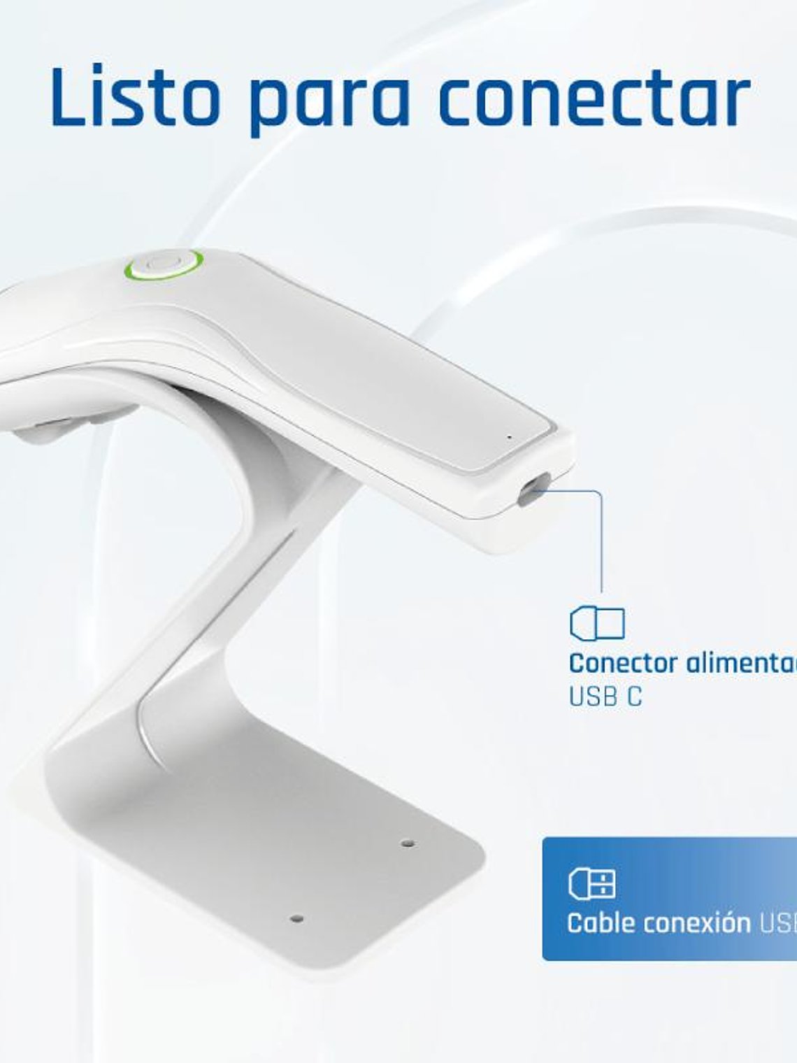 iggual Lector código barras 2D USB botón blanco 2