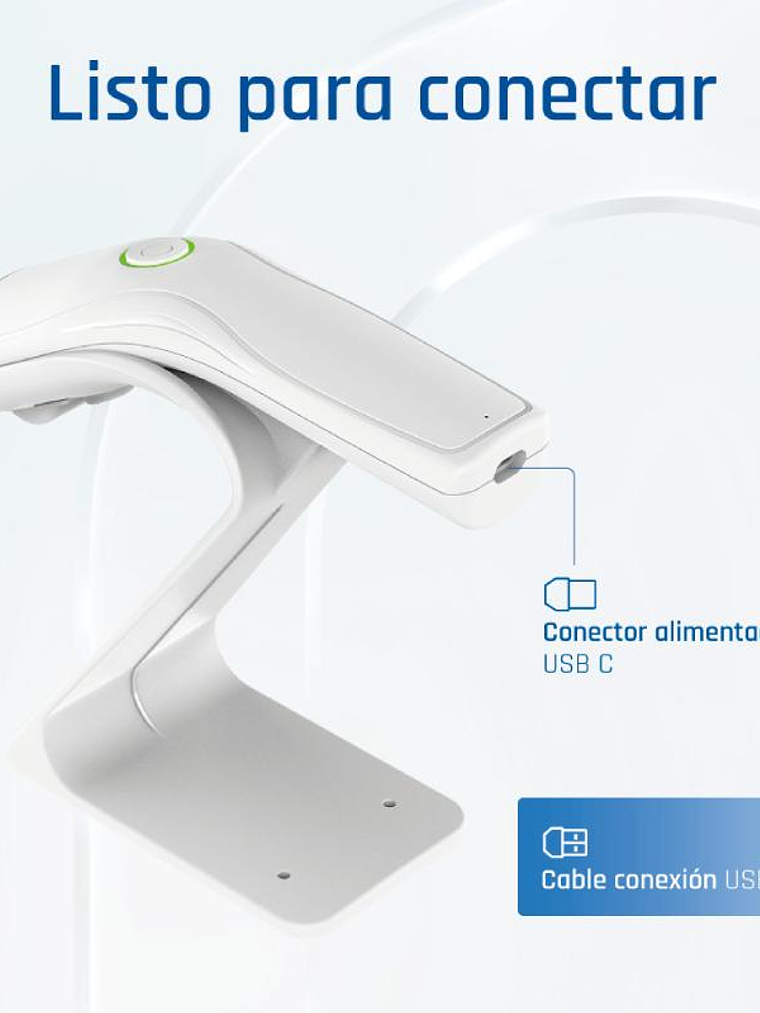 iggual Lector código barras 2D USB botón blanco 2