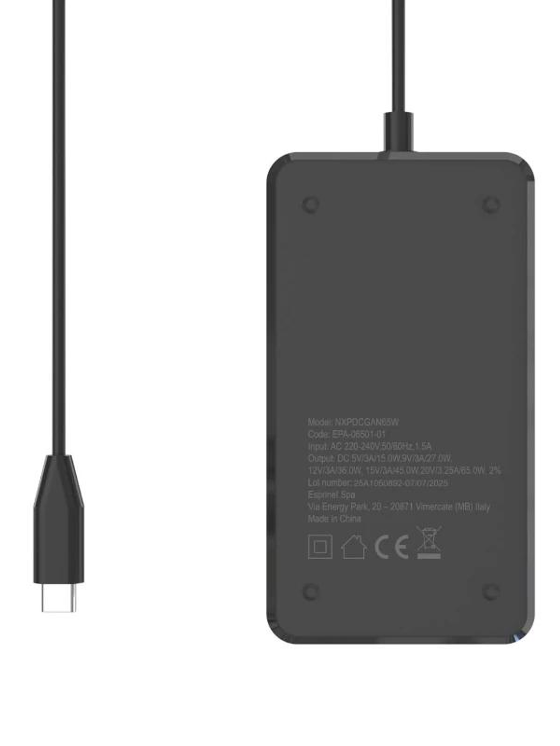 NILOX Alimentador gan usb-c para portátil - 65w 2
