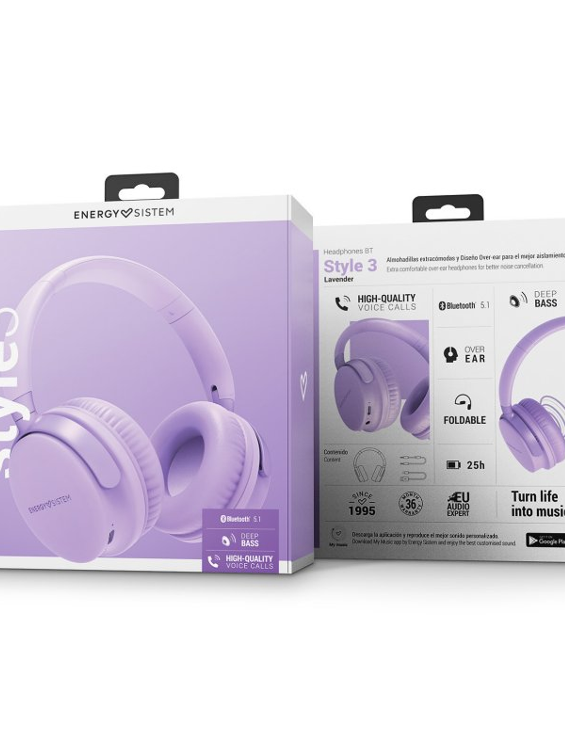 ENERGY SISTEM Auriculares BT Style 3 Lavender 2