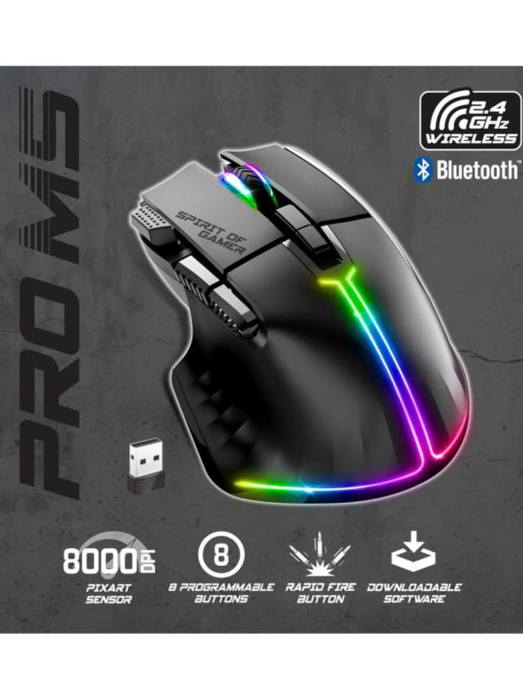 Spirit of Gamer Ratón Inalambrico Pro M5 Black 4