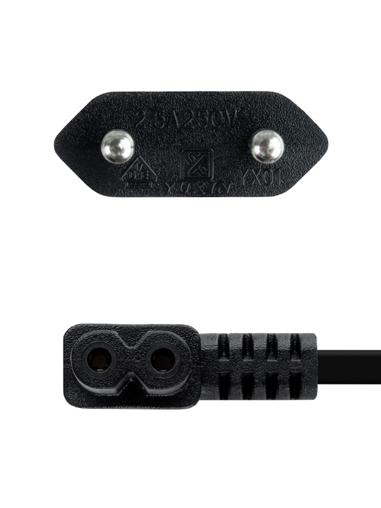 Nanocable Cable Alim. forma 8 Acodado CEE7/C7 1.8m 3