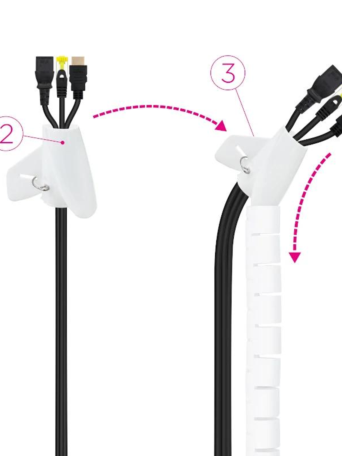 Nanocable Organizador cables flex. 25mm 1 M Blanco 3