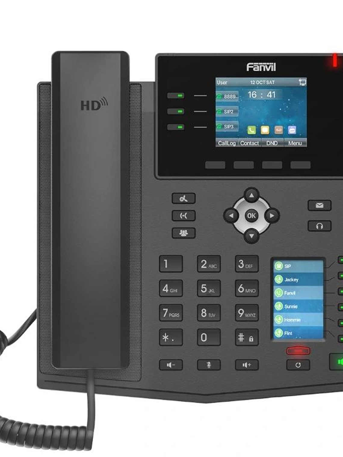 Fanvil X4U, 12 líneas SIP, 1 pantalla lateral 1