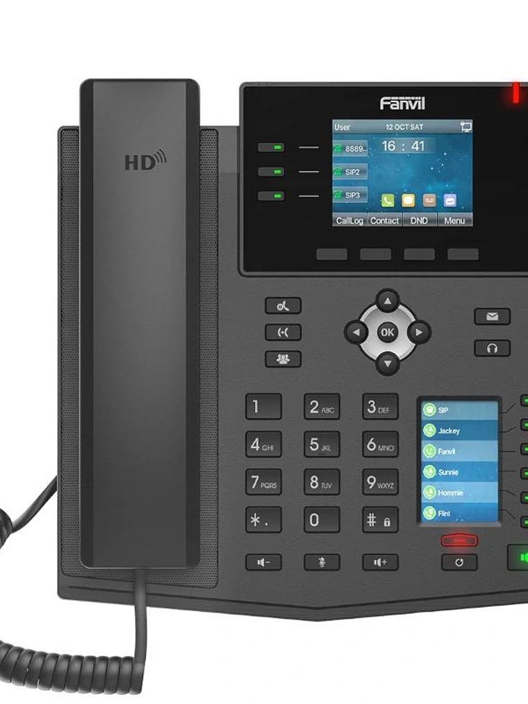 Fanvil X4U, 12 líneas SIP, 1 pantalla lateral 1