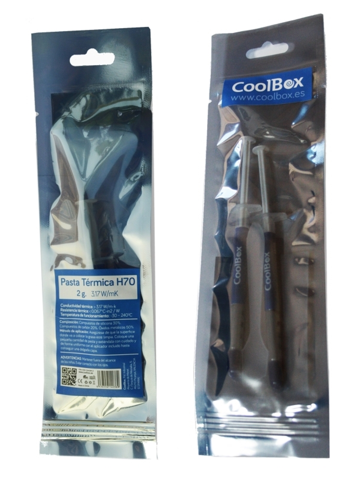 CoolBox Pasta térmica plata 2 gramos 3.17W/mk H70 1
