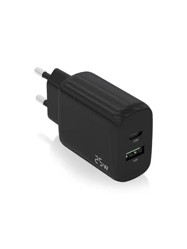 Aisens Cargador USB-C PD3.0 USB-A QC3.0 25W Negro 1