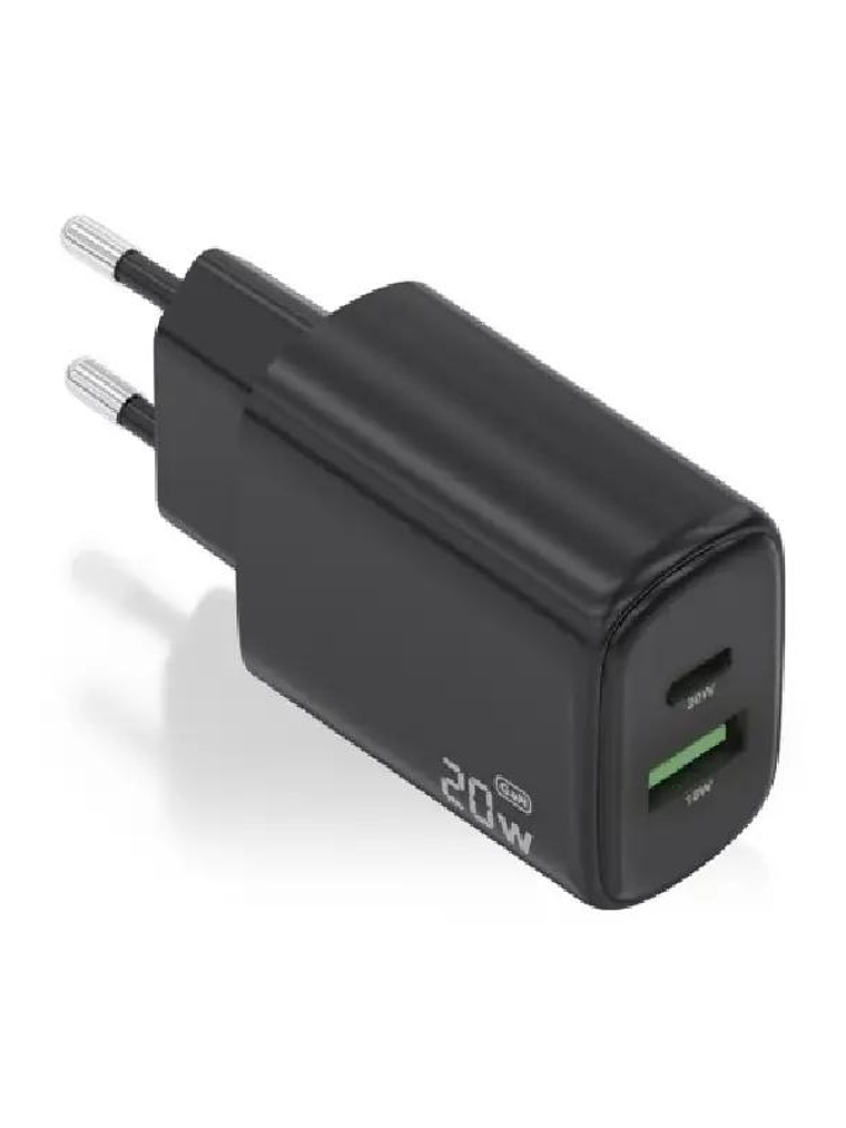 Aisens Cargador GaN 20W USB-C PD 3.0 USB-A QC3.0 1
