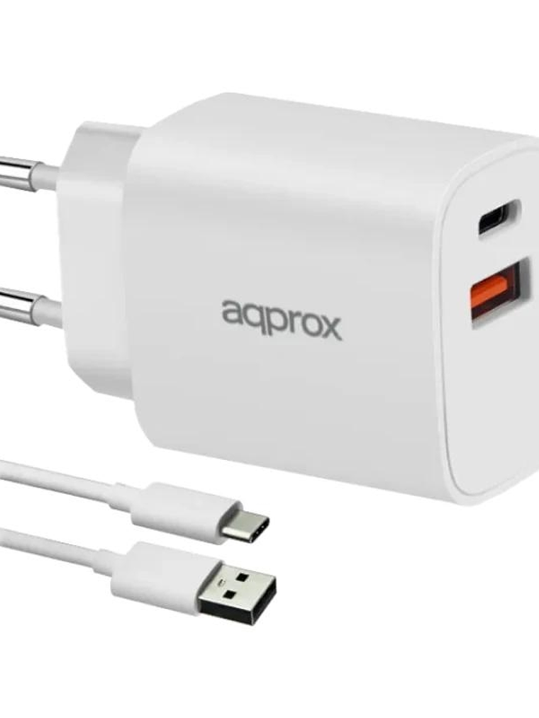 APPROX CARGADOR 20W QC 1 X USB A+ 1 X USB C+CABLE 1
