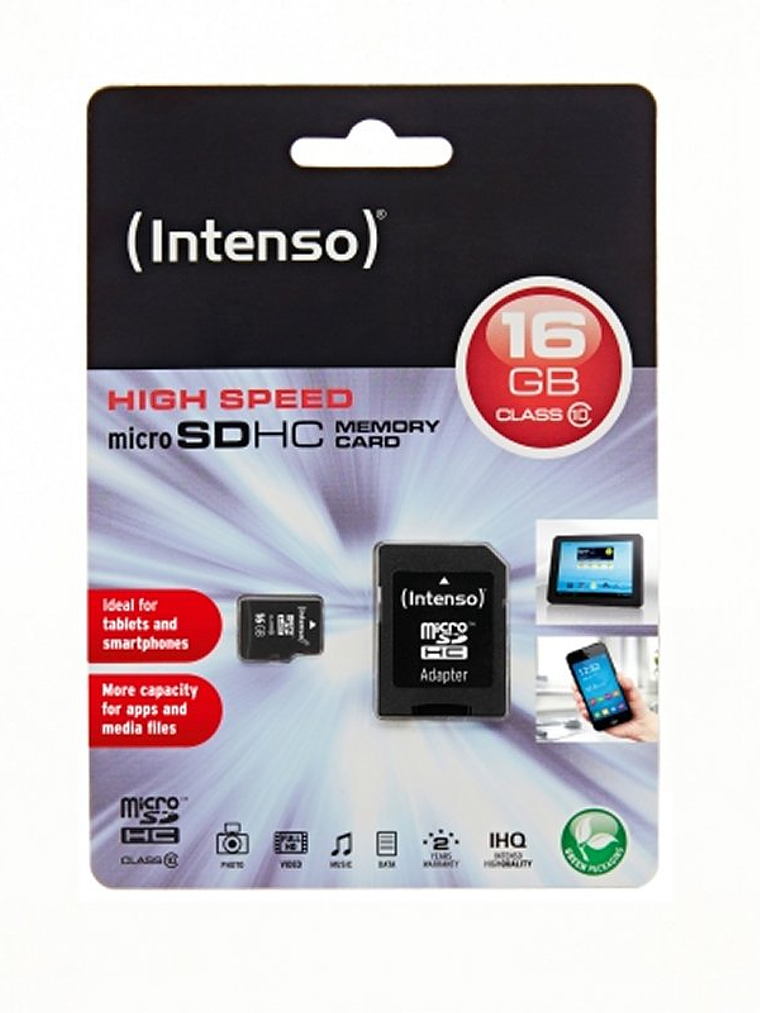Intenso 3413470 Micro SD clase 10 16GB c/adapt 2